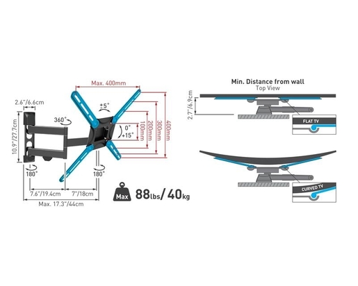 BARKAN3400W.W LCD TV zidni nosač do 65" za ravne i zakrivlje
