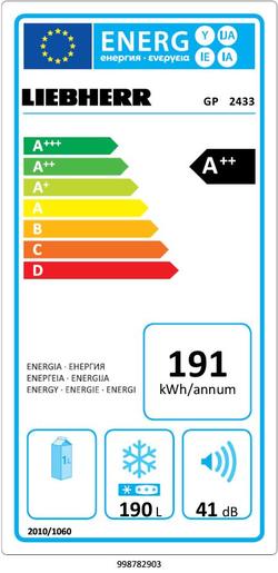 LIEBHERR Vertikalni zamrzivač GP2433
