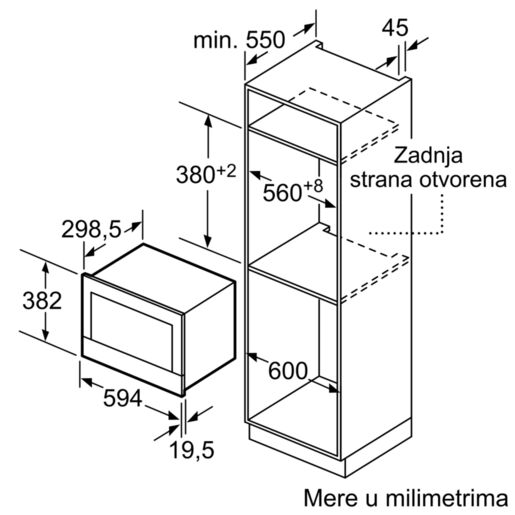 Bosch ugradna mikrotalasna rerna BFL634GW1