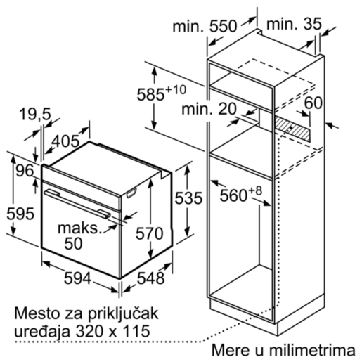 Bosch ugradna rerna HBG5780W0 sa pirolizom