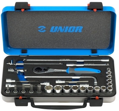 UNIOR Ključevi nasadni, prihvat 3/8'', u metalnoj kutiji 613073