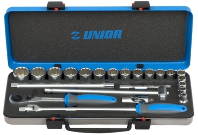 UNIOR Ključevi nasadni colovni, prihvat 1/2'', u metalnoj kutiji 611943