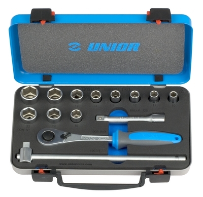 UNIOR Ključevi nasadni, prihvat 1/2'', u metalnoj kutiji 611940