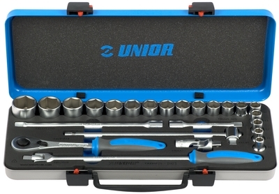 UNIOR Ključevi nasadni, prihvat 1/2'', u metalnoj kutiji 611939