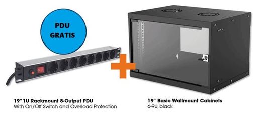 LAN Intellinet ormar zidni 9U/560mm 714808+PDU 713986 crni