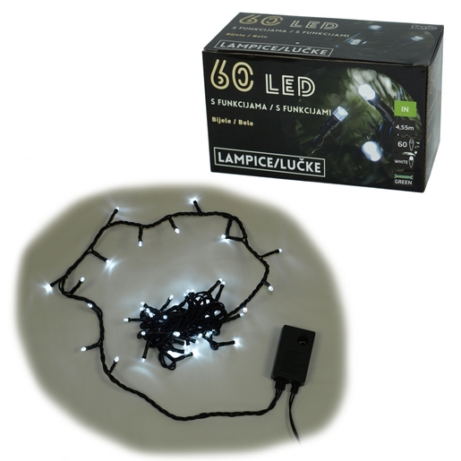 60 Led lampice bele 8 funkcija
