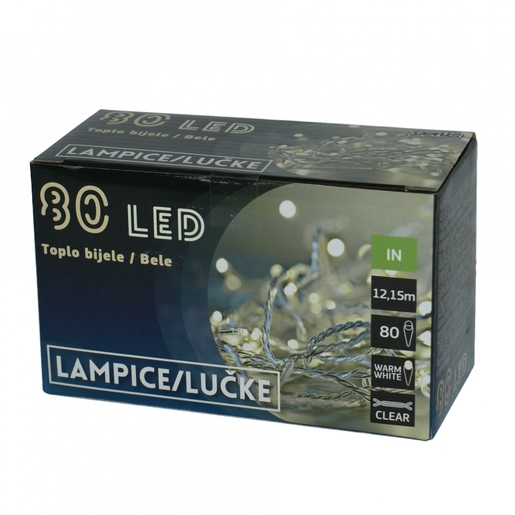 80 Led lampice bele B/O