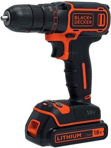 Black+Decker BDCDC18K akumulatorska bušilica - odvijač (1 baterija, punjač, kofer)