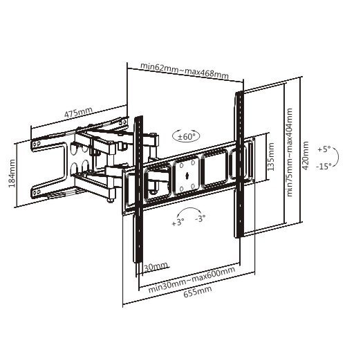 Nosač za TV zglobni Kettz 37"-80"