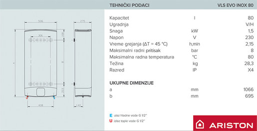 ARISTON Bojler Velis EVO Inox 80 EU