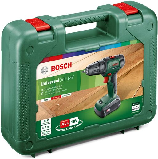 Bosch UniversalDrill 18 akumulatorska bušilica/odvrtač (1x 1,5 Ah, kofer) 06039D4001