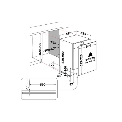 Whirlpool ugradna mašina za pranje sudova WIO 3T133 PLE