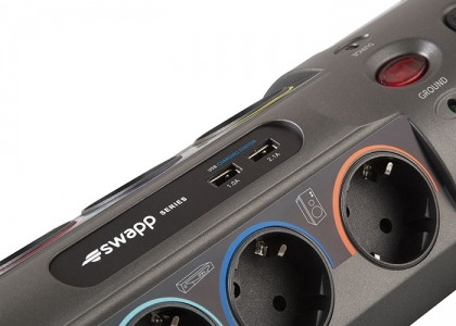 S-link Swapp SP10AF produžni kabl sa prekidačem i prenaponskom zaštitom, 1.8m, crni