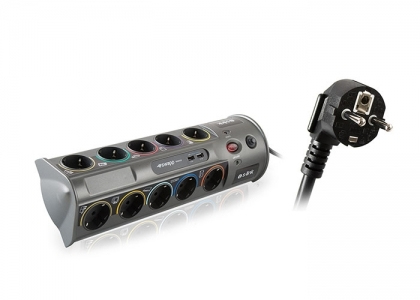 S-link Swapp SP10AF produžni kabl sa prekidačem i prenaponskom zaštitom, 1.8m, crni