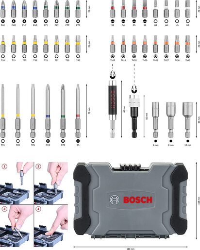 Bosch 43-delni set bitova i nasadnih ključeva , Extra Hard 2607017561