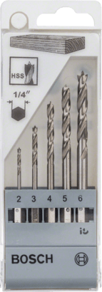 Bosch 5-delni set burgija za drvo, 1/4" šestostrani prihvat 2608595525