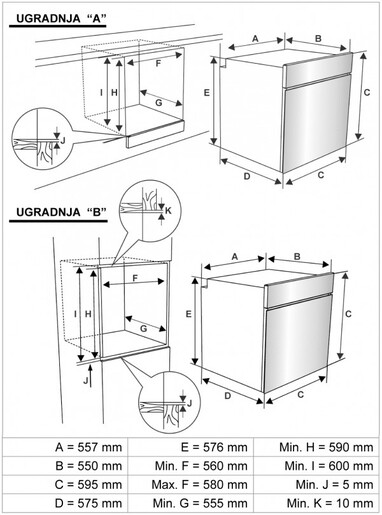 Končar ugradna rerna UPO 654 IV