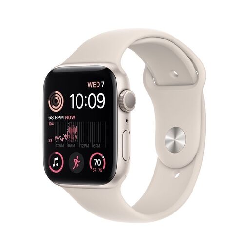 Apple Watch SE2 GPS 44mm, Starlight Aluminium Case, Starlight Sport Band - Regular
