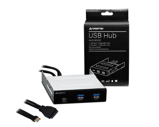 Interni USB Hub CHIEFTEC MUB-3003C, 3.5" 2xUSB 3.0 + 1xUSB-C, Front Panel