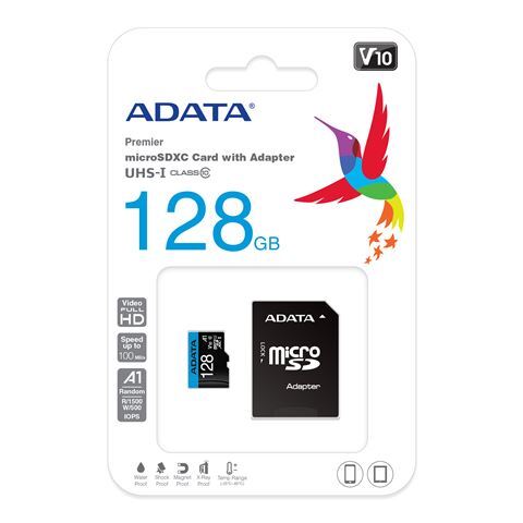 Memorijska kartica ADATA Premier, microSDXC, 128GB, R100/W25 MB/s, U1 (AUSDX128GUICL10A1-RA1)