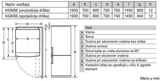 Bosch kombinovani frižider KGN56XLEB