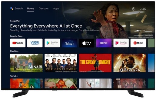 VOX QLED TV 50VAQ750B Frameless, 4K Ultra HD, Android Smart TV, HDR10/HLG, Dolby Audio, Dolby Vision