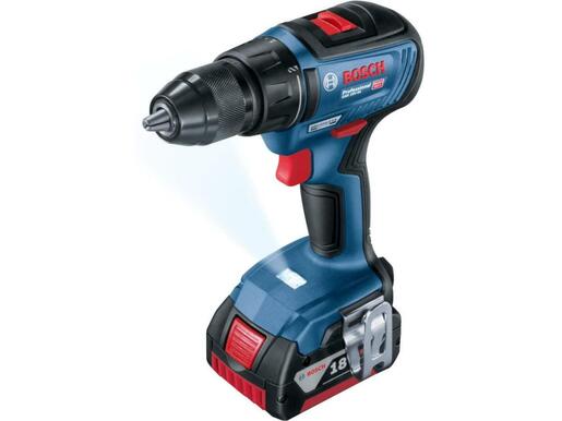 Bosch akumulatorska bušilica - odvrtač GSR 18V-50 + 43-delni set pribora; 18V; 2x2,0Ah (06019H5004)