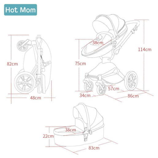 Hot Mom kolica za bebe 2u1 F023GREY (sportsko sedište+korpa)