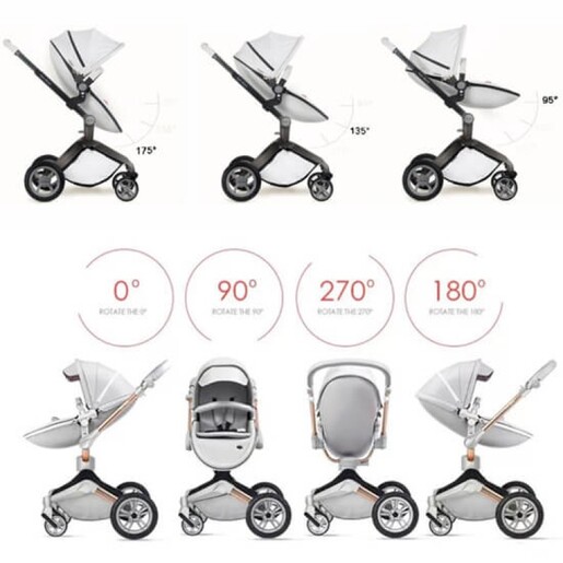 Hot Mom kolica za bebe 2u1 F22LEAVES (sportsko sedište+korpa)