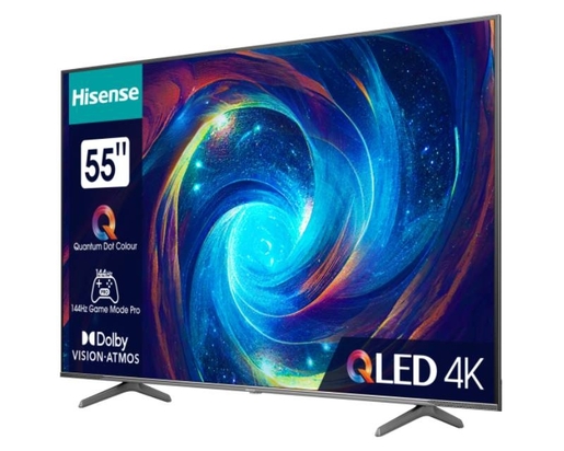 Hisense QLED TV 55" 55E7KQ PRO, 4K Ultra HD, Smart TV, VIDAA U7, Quantum Dot Colour, Dolby Vision, AI 4K Upscaler
