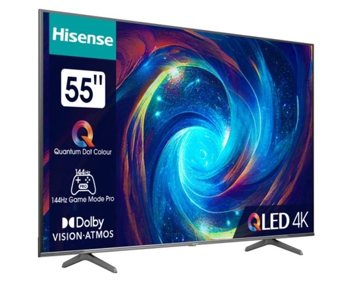 Hisense QLED TV 55" 55E7KQ PRO, 4K Ultra HD, Smart TV, VIDAA U7, Quantum Dot Colour, Dolby Vision, AI 4K Upscaler