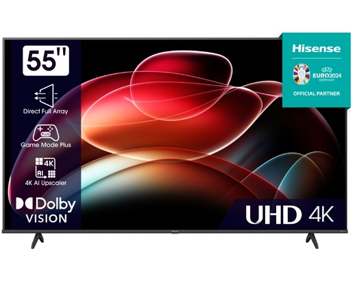 Hisense LED TV 55" 55A6K, 4K Ultra HD, Smart TV, VIDAA U6, Dolby Vision, DTS Virtual X, AI 4K Upscaler