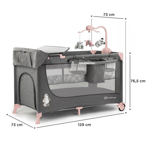 Kinderkraft prenosivi krevetac JOY Pink sa dodacim (KKLJOYPNK000AC)