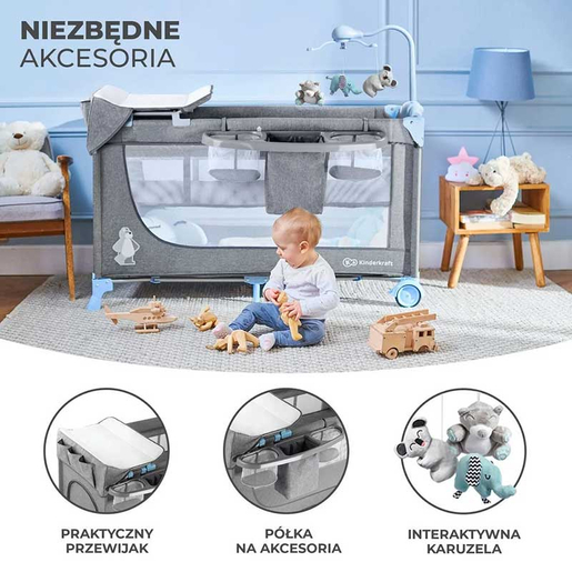 Kinderkraft prenosivi krevetac JOY Blue sa dodacima (KKLJOYBLU000AC)