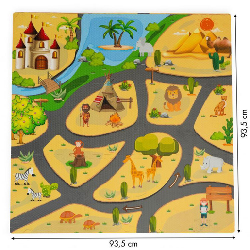 Eco Toys podloga za igru za decu SAFARI PUZZLE, 9 Elemenata 93x93cm (ECOEVA009)