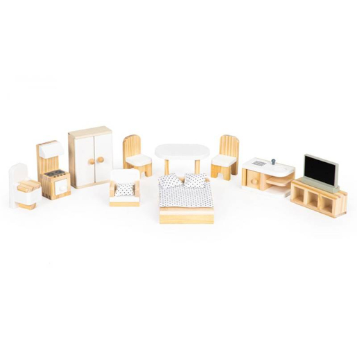 Eco Toys drvena kućica za lutke sa nameštajem EMMA RESIDENCE (8301)