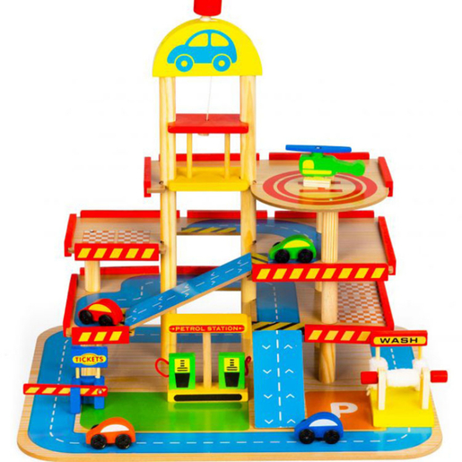 Eco Toys drvena garaža, veliki parking sa liftom + automobili (HM013290)