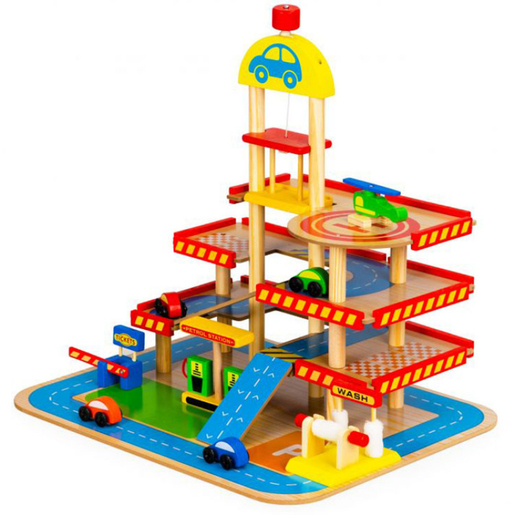 Eco Toys drvena garaža, veliki parking sa liftom + automobili (HM013290)