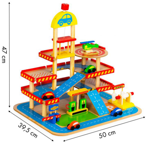 Eco Toys drvena garaža, veliki parking sa liftom + automobili (HM013290)