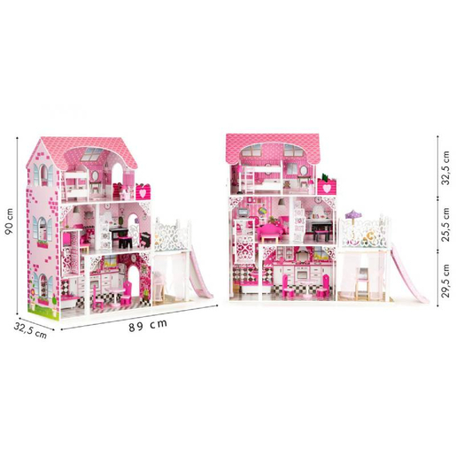 Eco Toys drvena kućica za lutke sa liftom XXL (TL49059)