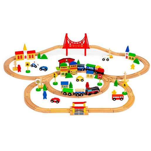 Eco Toys drvena set železnica na baterije 90 elemenata (HM014665)