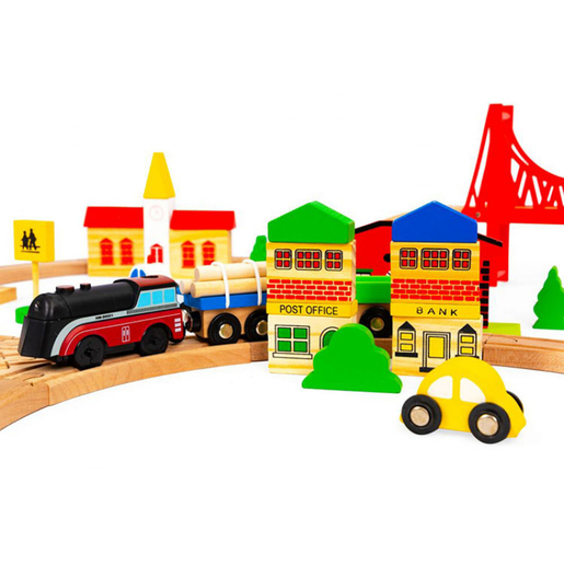 Eco Toys drvena set železnica na baterije 90 elemenata (HM014665)