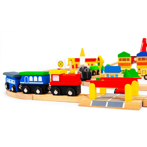 Eco Toys drvena set železnica na baterije 90 elemenata (HM014665)