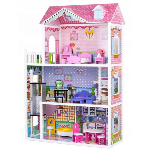 Eco Toys drvena kućica za lutke sa liftom STRAWBERRY RESIDENCE (TL43004C)