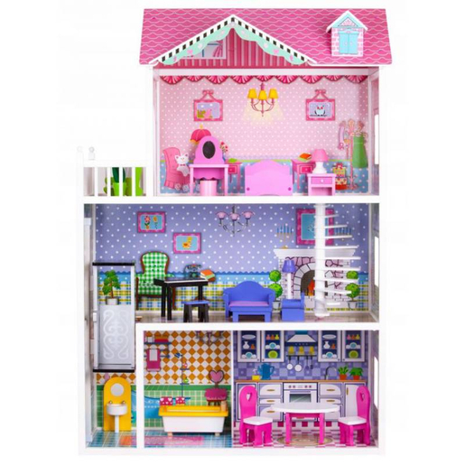 Eco Toys drvena kućica za lutke sa liftom STRAWBERRY RESIDENCE (TL43004C)