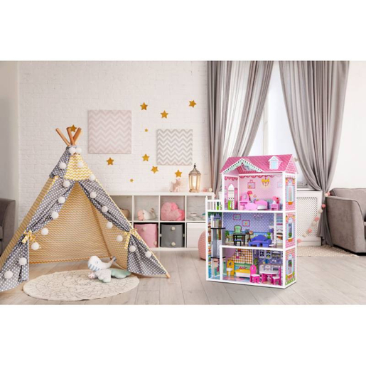 Eco Toys drvena kućica za lutke sa liftom STRAWBERRY RESIDENCE (TL43004C)