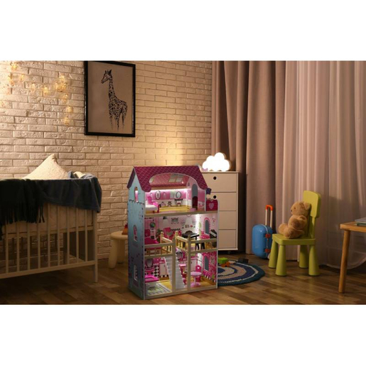 Eco Toys drvena kućica za lutke, LED nameštaj (HM006391)