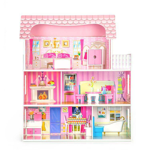 VELIKA DRVENA KUĆICA ZA LUTKE + NAMJEŠTAJ