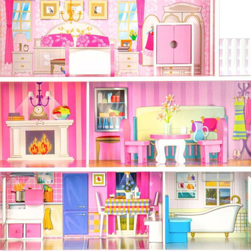 VELIKA DRVENA KUĆICA ZA LUTKE + NAMJEŠTAJ