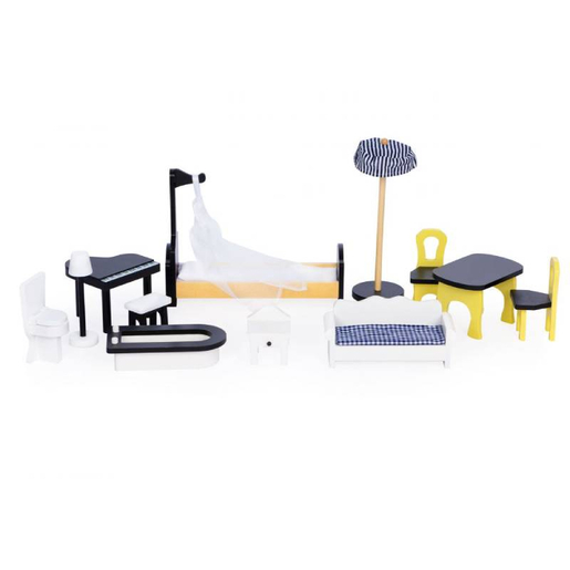 VELIKA DRVENA KUĆICA ZA LUTKE SA NAMJEŠTAJEM I LIFTOM